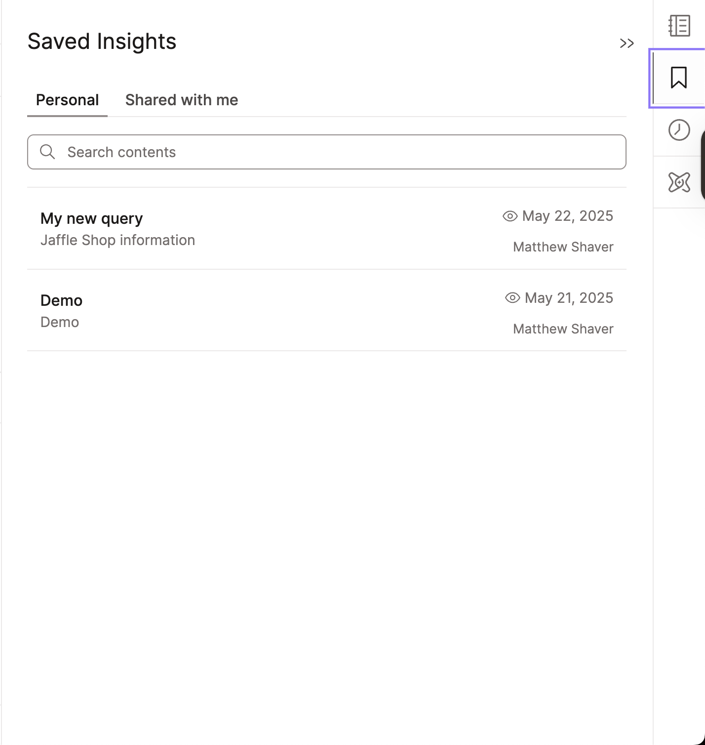 Manage your saved Insights